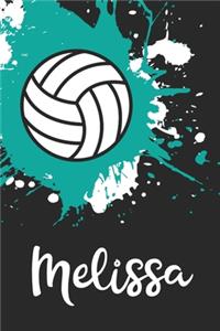 Melissa Volleyball Notebook: Cute Personalized Sports Journal With Name For Girls