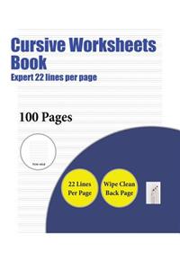 Cursive Worksheets Book (Expert 22 lines per page)