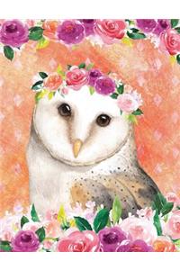 My Big Fat Journal Notebook For Bird Lovers Owl In Flowers