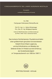 Trockene Hochtemperatur-Oxydationsverhalten Einer Großtechnisch Genutzten Korrosionsfesten Kobalt-Chrom-Eisen-Legierung Und Die Einflußnahme Von Metallen Der Seltenen Erden Im Hinblick Auf Eine Erhöhung Der Zunderbeständigkeit Im Temperaturbereich 