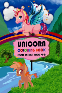 Unicorn coloring book for kids Ages 4-8.