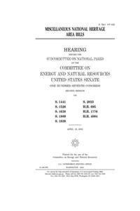 Miscellaneous national heritage area bills