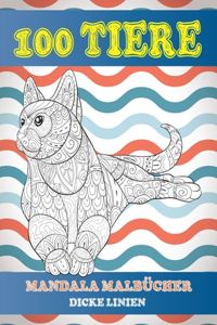 Mandala Malbücher - Dicke Linien - 100 Tiere