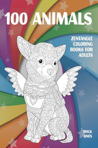 Zentangle Coloring Books for Adults - 100 Animals - Thick Lines