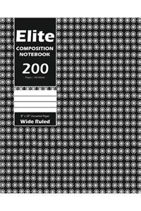 Elite Composition Notebook, Wide Ruled 8 x 10 Inch, Large 100 Sheet, BLack Cover