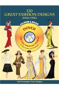 120 Great Fashion Designs, 1900-1950, CD-ROM and Book