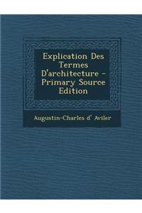 Explication Des Termes D'Architecture