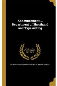 Announcement ... Department of Shorthand and Typewriting