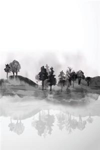 Sumi-e Forest Lake Grid Notebook
