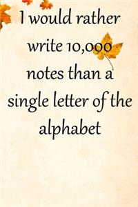 I would rather write 10,000 no single letter of the alphabet