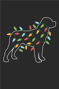 Rotweiler with Christmas Lights - Christmas Notebook - Rotweiler Diary - Dog Journal - Christmas Gift for Dog Lover