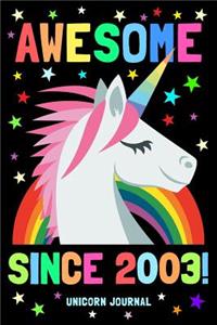 Awesome Since 2003 Unicorn Journal