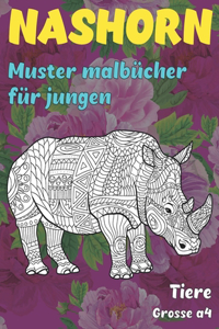 Muster Malbücher für Jungen - Grosse A4 - Tiere - Nashorn