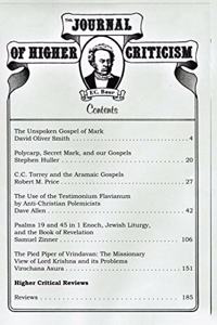 The Journal of Higher Criticism Volume 16 Number 1