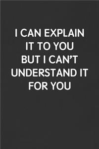 I Can Explain It to You But I Can't Understand It for You