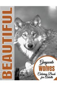 Beautiful Grayscale Wolves Adult Coloring Book