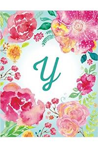 Y Initial Journal, Monogram Notebook, Pink Teal Watercolor (Personal Journal)