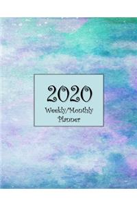 2020 Weekly & Monthly Planner: Agenda Book Calendar - Blue Purple and Teal Watercolor Design