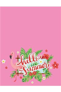 Hello Summer: Hello Summer and smiling sun on blue cover and Dot Graph Line Sketch Blank pages, Extra large (8.5 x 11) inches, 120 pages, White paper, Sketch, Dra