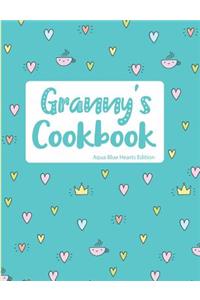 Granny's Cookbook Aqua Blue Hearts Edition