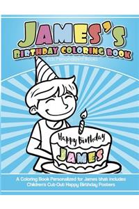 James's Birthday Coloring Book Kids Personalized Books