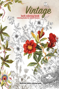 Vintage Herb coloring book, Coloring books for adults flowers, Medicinal plants coloring books