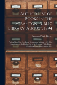 Author List of Books in the Scranton Public Library, August, 1894; Finding List of the Circulating Department, January, 1893; First Supplement to the Finding List of the Scranton Public Library Circulating Department, August, 1894