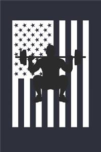 American Flag Weight Lifting Notebook - USA Flag Weight Lifting Journal - Fourth of July Gift for Weight Lifter