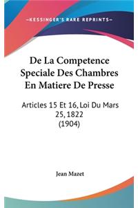 de La Competence Speciale Des Chambres En Matiere de Presse