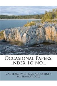 Occasional Papers. Index To No...