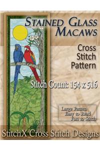 Stained Glass Macaws Cross Stitch Pattern