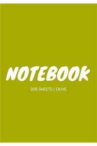 Notebook 200 Sheets: Olive: Notebook 7 X 10: Notebook 400 Pages
