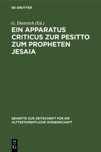 Ein Apparatus Criticus Zur Pesitto Zum Propheten Jesaia