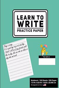 Learn To Write Practice Paper