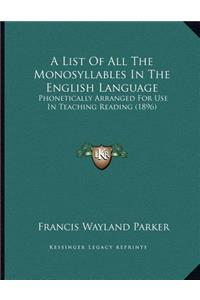 List Of All The Monosyllables In The English Language