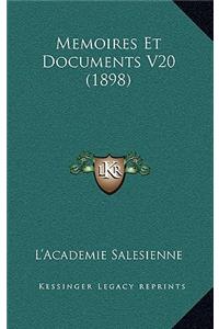 Memoires Et Documents V20 (1898)