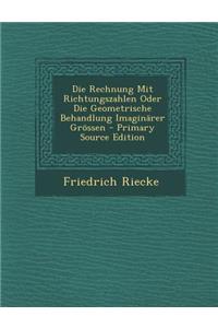 Die Rechnung Mit Richtungszahlen Oder Die Geometrische Behandlung Imaginarer Grossen - Primary Source Edition