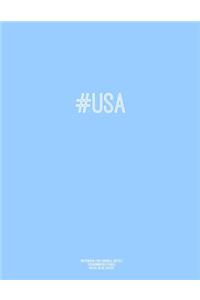 Notebook for Cornell Notes, 120 Numbered Pages, #USA, Blue Cover