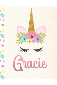 Gracie: Personalized Unicorn Sketchbook For Girls With Pink Name - 8.5x11 110 Pages. Doodle, Sketch, Create!