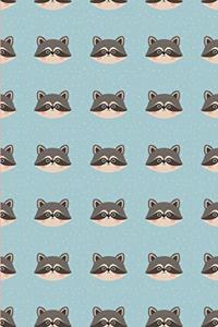 Bullet Dot Grid Journal: Cute Racoons Animal Illustration Blue Pattern, Dotted Grid, (5.5 x 8.5)