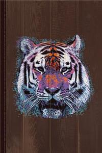 Retro 80's Tiger Face Splatter Paint Journal Notebook