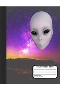 Alien in Outer Space Wide Ruled Notebook 200 Pages 8 1/2 x 11 Inches