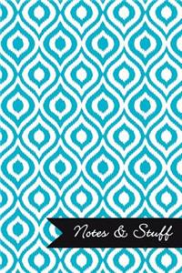 Notes & Stuff - Robin's Egg Blue Lined Notebook in Ikat Pattern