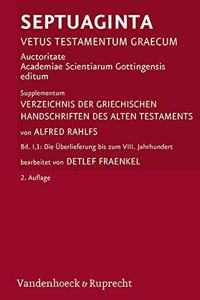 Verzeichnis Der Griechischen Handschriften Des Alten Testaments