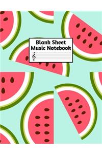 Blank Sheet Music Notebook: Easy Blank Staff Manuscript Book Large 8.5 X 11 Inches Musician Paper Wide 12 Staves Per Page for Piano, Flute, Violin, Guitar, Trumpet, Drums, Cell