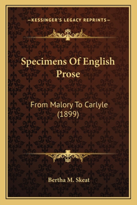 Specimens Of English Prose