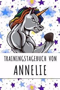 Trainingstagebuch von Annelie: Personalisierter Tagesplaner für dein Fitness- und Krafttraining im Fitnessstudio oder Zuhause