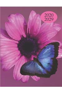 2020-2029 10 Ten Year Planner Monthly Calendar Butterflies Goals Agenda Schedule Organizer