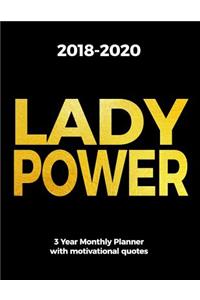2018-2020 LADY POWER 3 Year Monthly Planner with Motivational Quotes