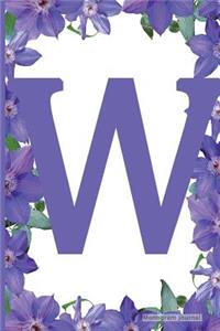 Monogram Journal - Initial W (Purple Flower)